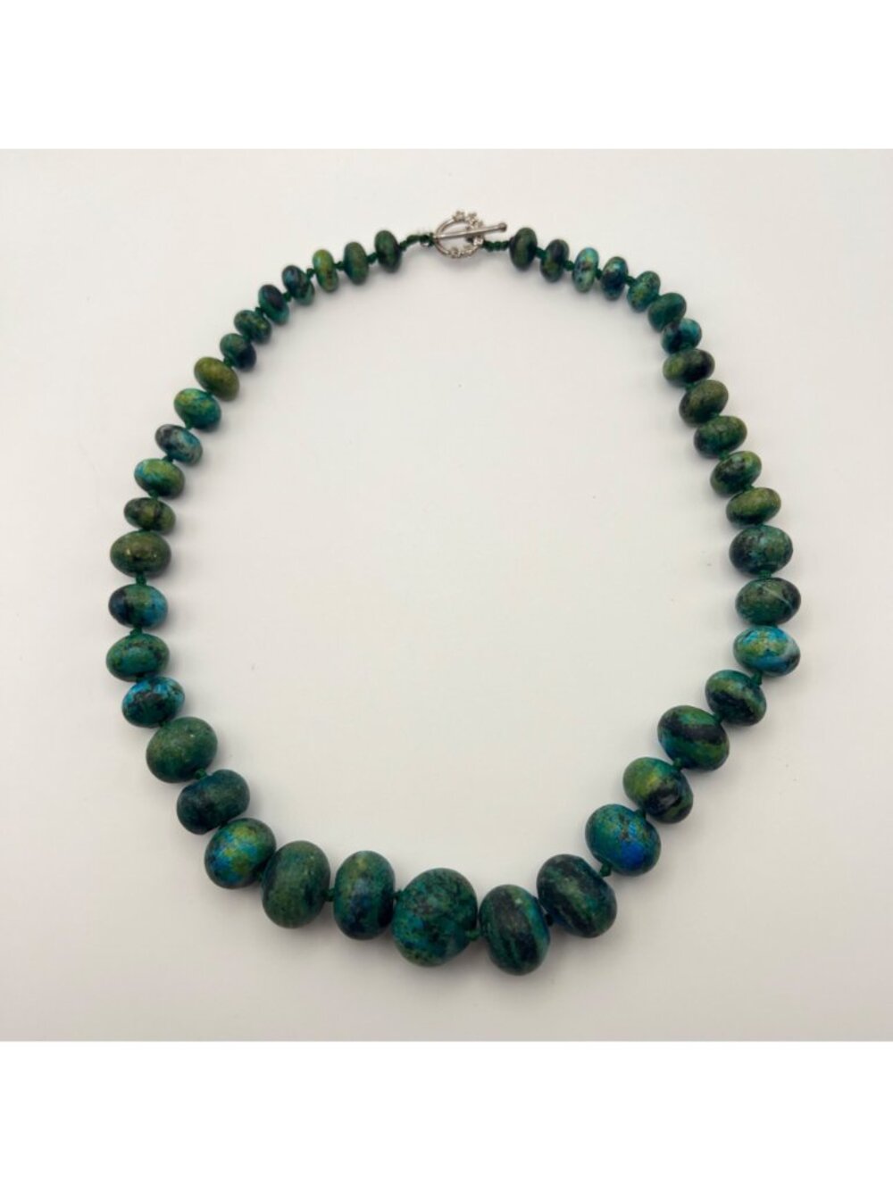 Natural Chrysocolla Graduated Bead Necklace 20" Knotted 128g Statement - Picture 3 of 15